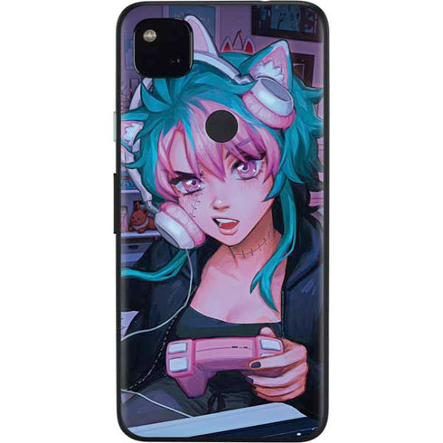 Anime Catgirl Gamer Nerd by Ivy Dolamore Google Pixel 4a Skin